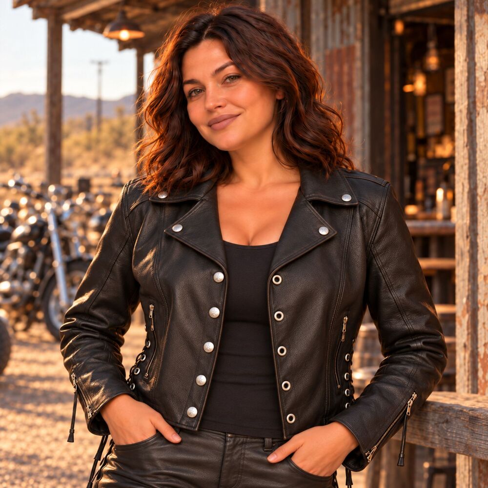 First Classics Genuine Leather Moto Jacket Black Cropped Asymmetrical XXL